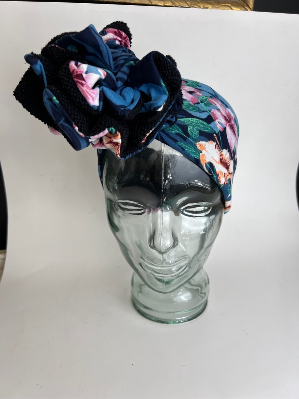 Pinup Headband Floral Navy Headwrap with Oversized Statement Flower